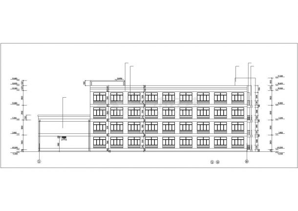 某大型4层框架结构商业办公楼平立剖面设计CAD图纸-图一