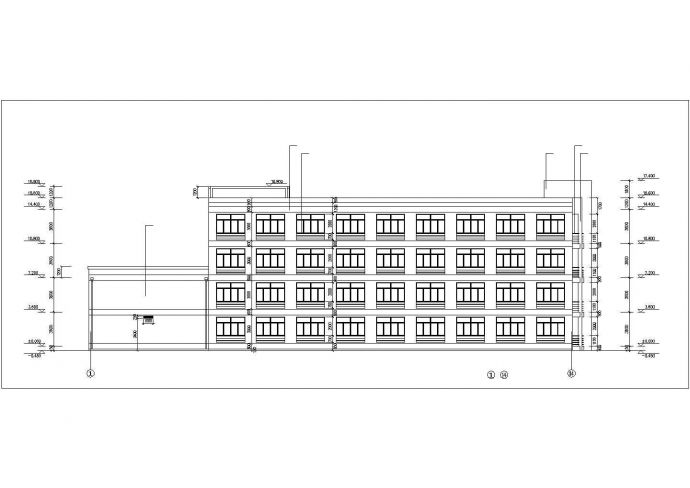 某大型4层框架结构商业办公楼平立剖面设计CAD图纸_图1