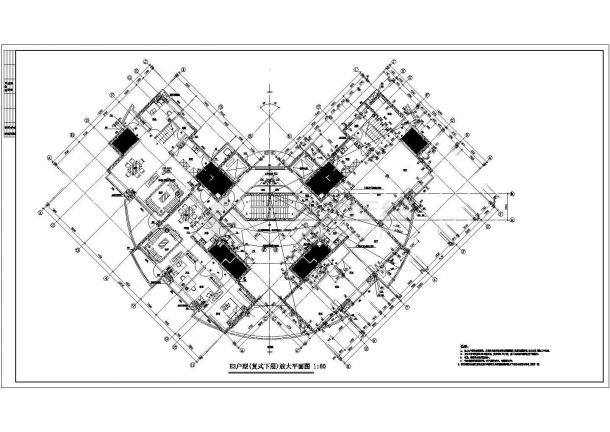 住宅设计_某地区超高层建筑平立剖面CAD图-图一