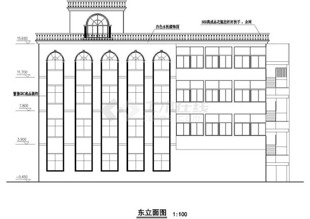 某大型四层框架结构礼拜教堂建筑结构设计CAD图纸-图一