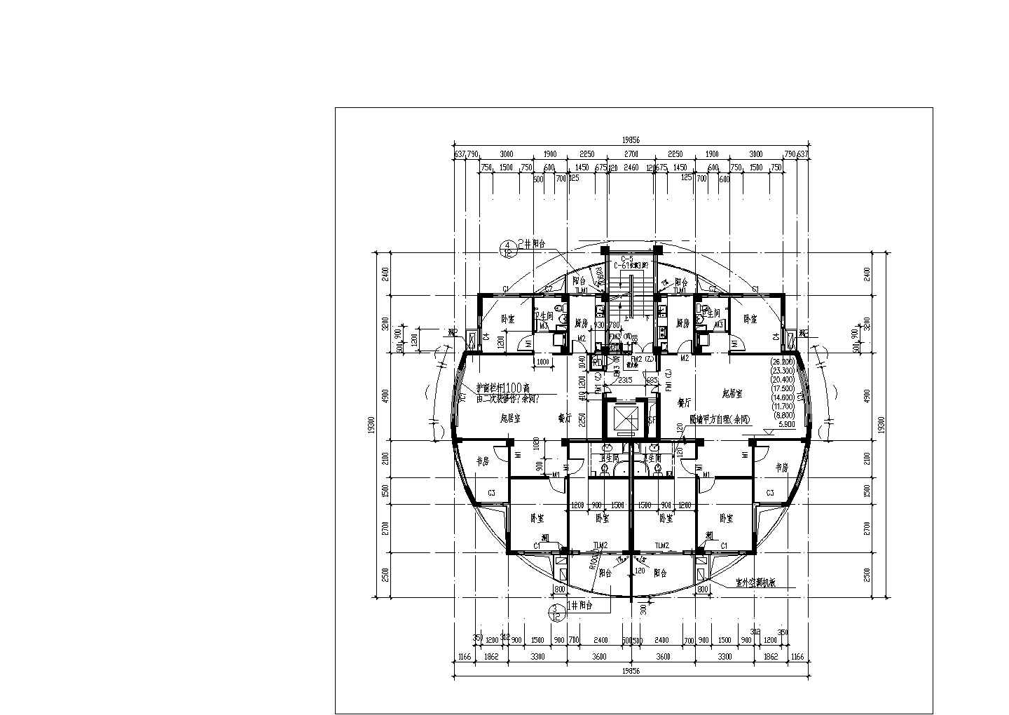 住宅设计_某住宅电梯高层户型CAD图