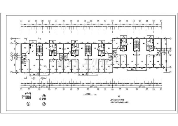 住宅设计_某小区六层一号楼建筑设计CAD图-图二