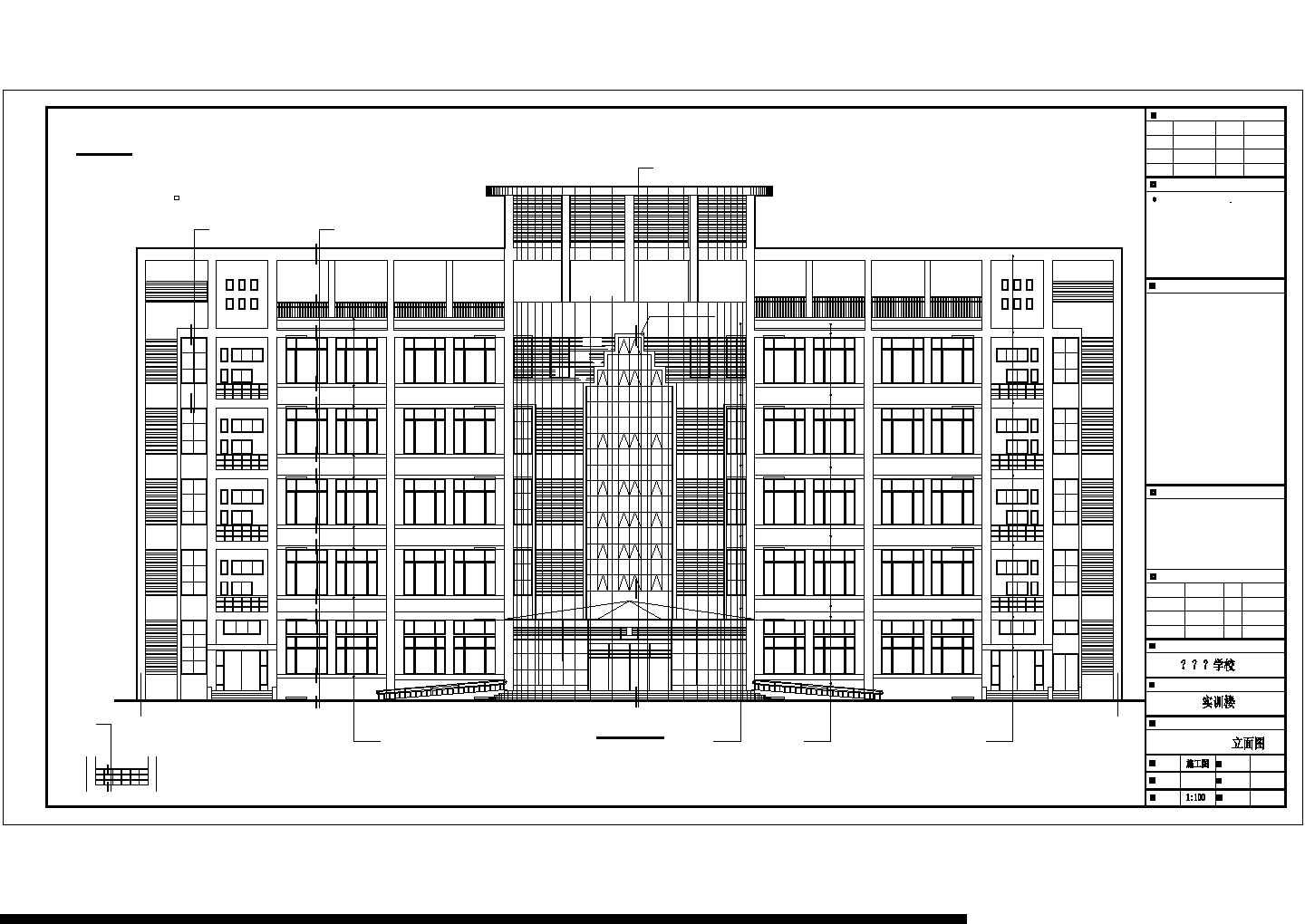 上海某中学6200平米五层框架结构实验楼平立剖面设计CAD图纸