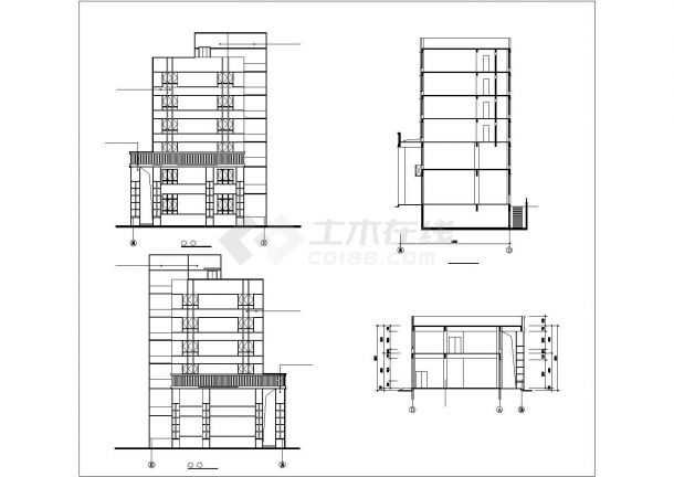 4740平米6层框架结构商住公寓楼全套建筑设计CAD图纸（1-2层商用）-图一