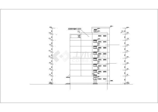 9400平米8层一字型框架结构办公楼全套平立剖面设计CAD图纸-图一