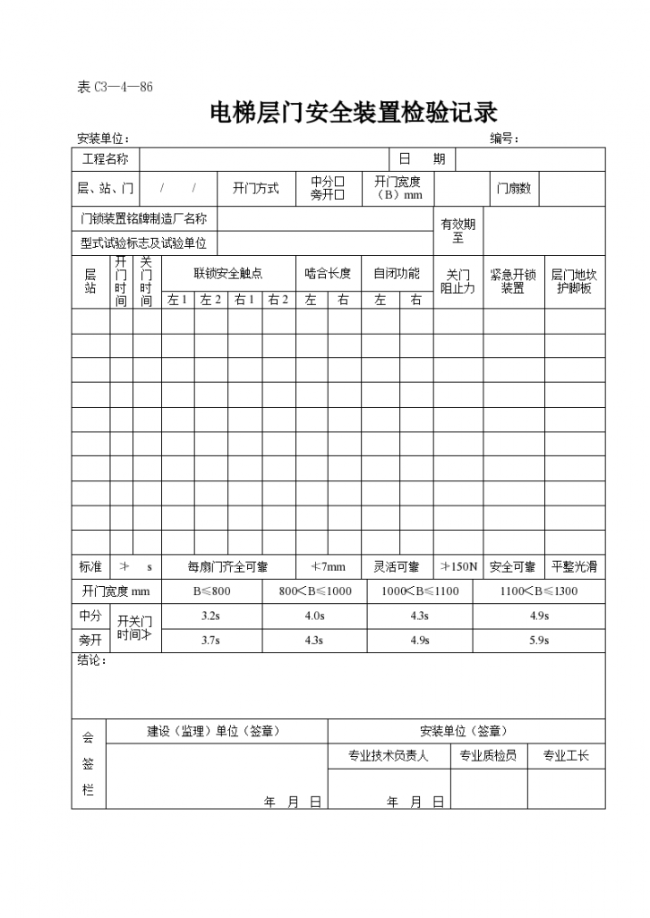 某电梯层门安全装置检验的记录-图一