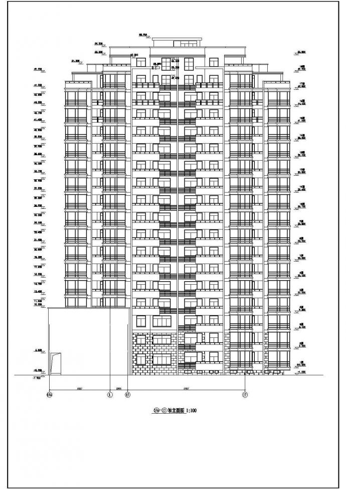 某市区高层住宅楼建筑设计参考图纸_图1