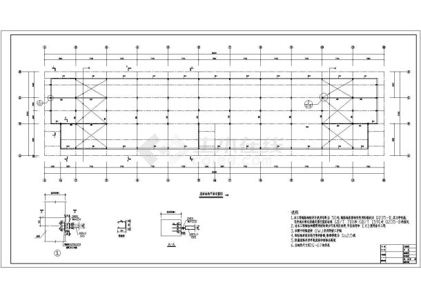 某地框架结构钢屋架美食街结构施工图(含钢结构设计说明)-图二