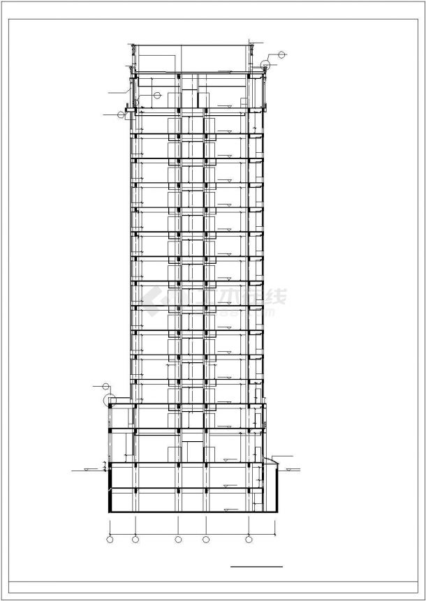某高层医疗机构建筑综合楼设计施工方案CAD图纸-图二