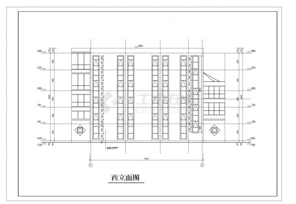 [济南]某五层办公楼建筑方案设计cad图-图一