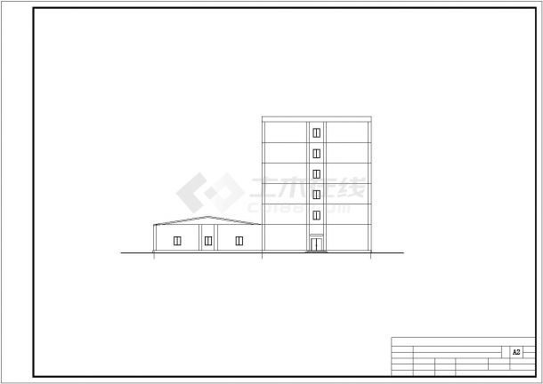 武汉某大学某大型5+1层框架结构研究中心建筑设计CAD图纸-图二