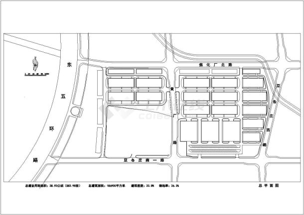 北京雅宝路配套服务中心全套建筑施工设计cad图纸(含效果图)-图一