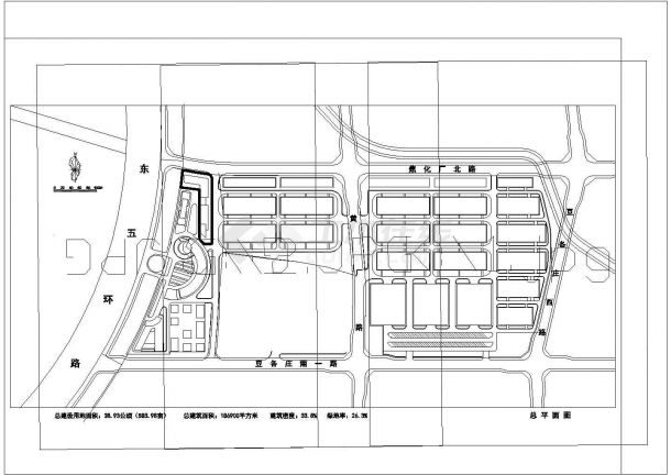 北京雅宝路配套服务中心全套建筑施工设计cad图纸(含效果图)-图二
