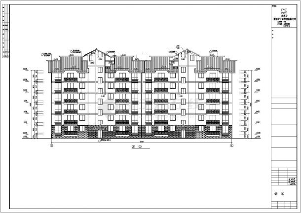 某小区占地580平米6层框架结构住宅楼全套建筑设计CAD图纸-图二