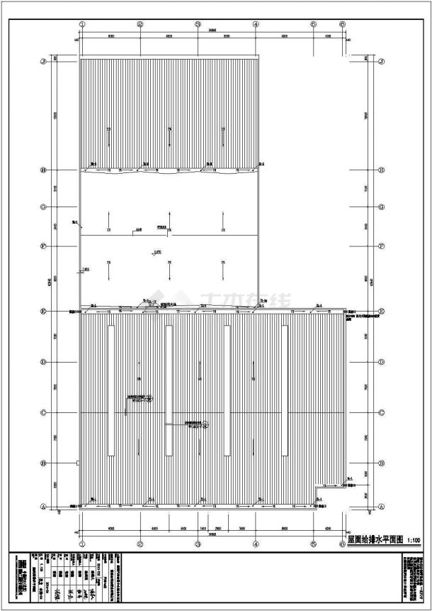 上海某汽车4S店1800平米2层钢框架结构展厅全套给排水设计CAD图纸-图一
