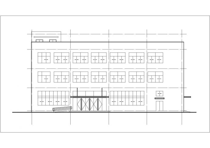 武汉市某汽车4S店2150平米3层框架结构办公楼建筑设计CAD图纸_图1
