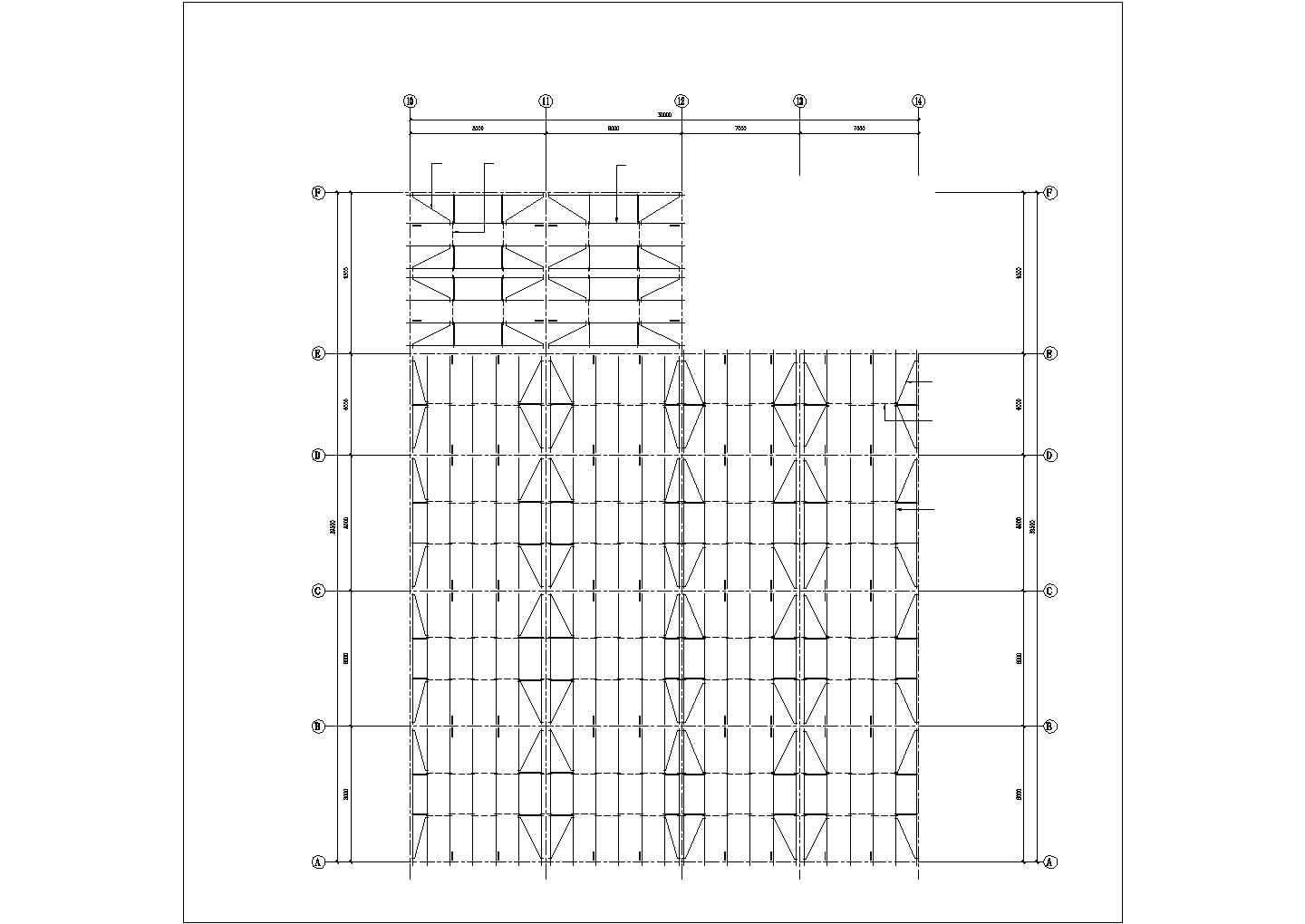 长沙市某大型4S店单层钢结构展厅全套结构设计CAD图纸