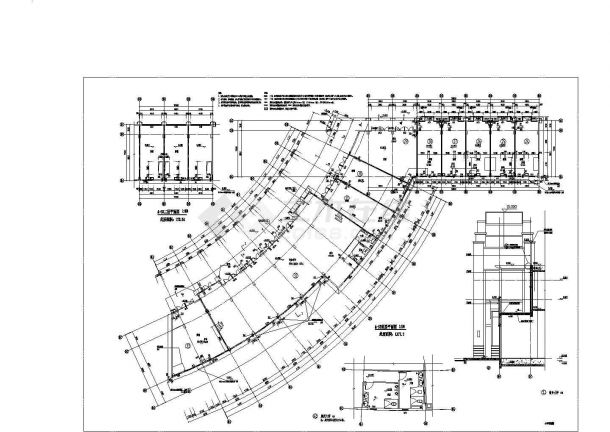 3500平米单层框架结构百货商场全套平立剖面设计CAD图纸-图二