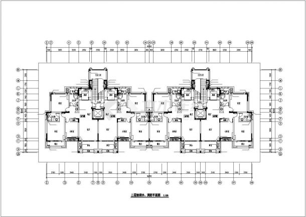 南宁市某小区6层砖混结构住宅楼给排水设计CAD图纸（含阁楼/3套方案）-图二