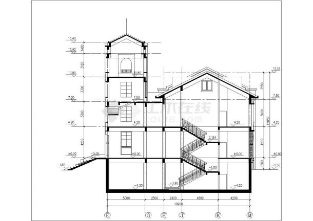 1万平米左右2层框架结构近代史博物馆全套建筑设计CAD图纸-图二