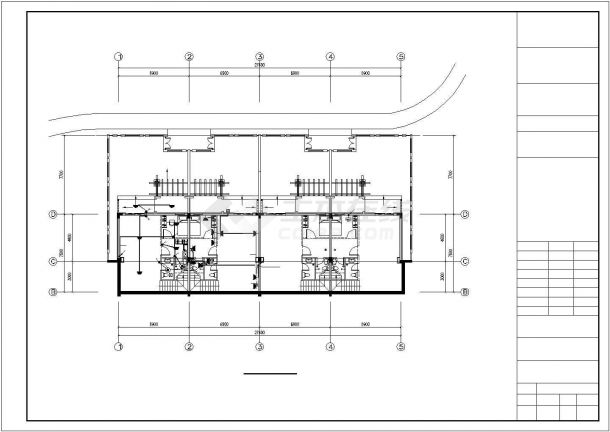 某3层4户联排别墅电气施工CAD图纸-图二