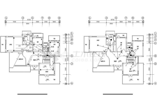 某地区施公馆别墅电气CAD设计图-图二