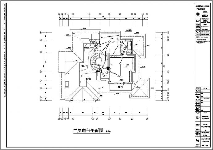 夏威夷别墅电气系统设计施工cad图纸，共六张_图1