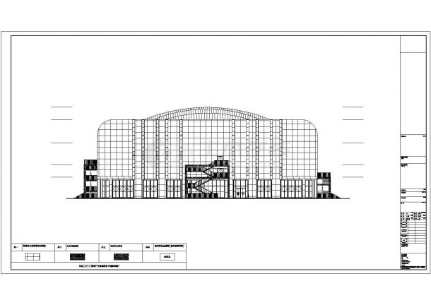 4300平米3层框架结构文化体育馆全套建筑设计CAD图纸-图二