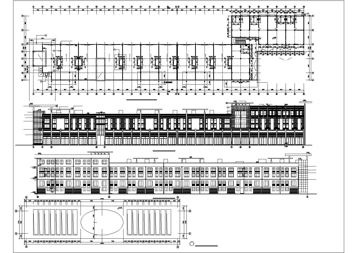 6700平米2+1层框架结构商业步行街全套建筑设计CAD图纸