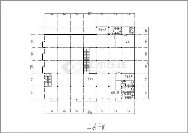 武汉某社区1500平米3层框架结构百货超市平立面设计CAD图纸-图二
