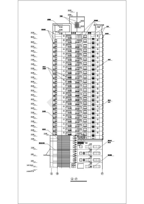 2万平米29层框剪结构商住公寓楼平立剖面设计CAD图纸（1-4层商用）-图一