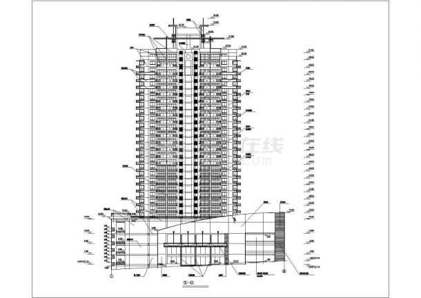 2万平米29层框剪结构商住公寓楼平立剖面设计CAD图纸（1-4层商用）-图二