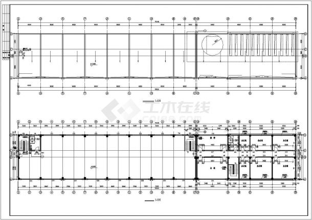 某工厂占地830平米3层框架结构食堂餐厅车间一体楼建筑设计CAD图纸-图一