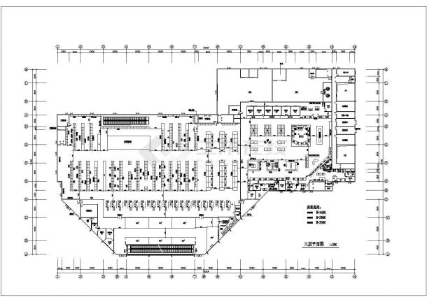 北京某大型3层框架结构连锁超市全套平面设计CAD图纸-图一