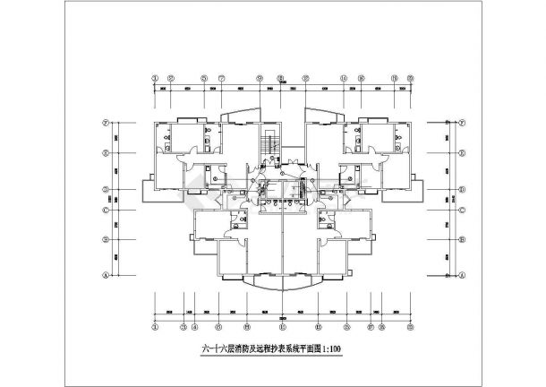 武汉市干江路某16层写字楼平面消防系统设计CAD图纸-图二