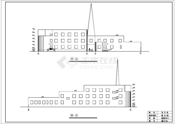 乌鲁木齐某商业街2300平米3层框架结构商务旅馆平立剖面设计CAD图纸-图一