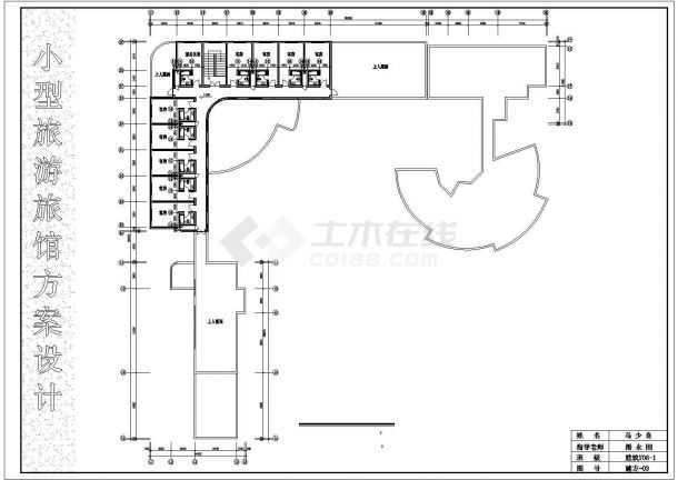 乌鲁木齐某商业街2300平米3层框架结构商务旅馆平立剖面设计CAD图纸-图二