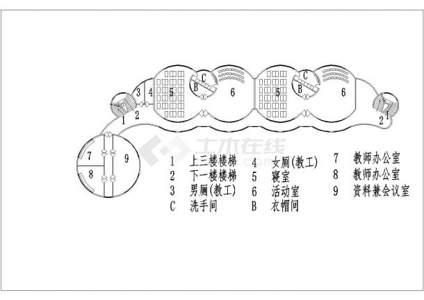 某幼儿园平面设计方案图纸（共3张）-图一