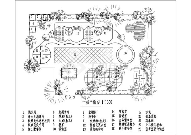 某幼儿园平面设计方案图纸共3张