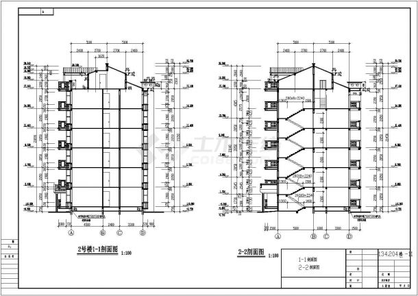 住宅设计_某地六层加跃层住宅楼施工CAD图-图二