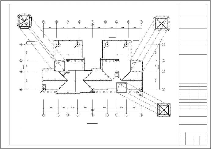 某地下1地上三层四户联排别墅电气施工设计cad图纸设计_图1