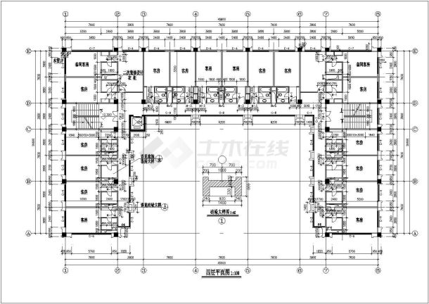 旅馆设计_某地区六层旅馆方案建筑CAD图-图一