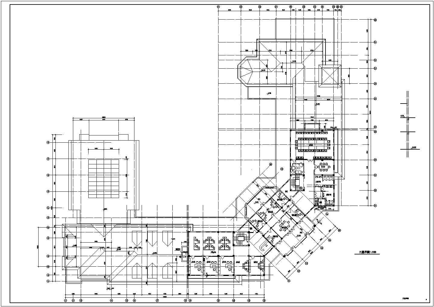 公寓设计_某地区三层公寓平面施工CAD图