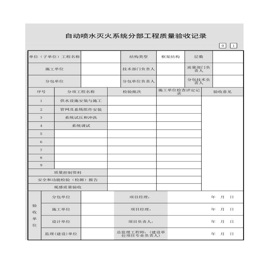 自动喷水灭火系统分部工程质量验收记录-图一