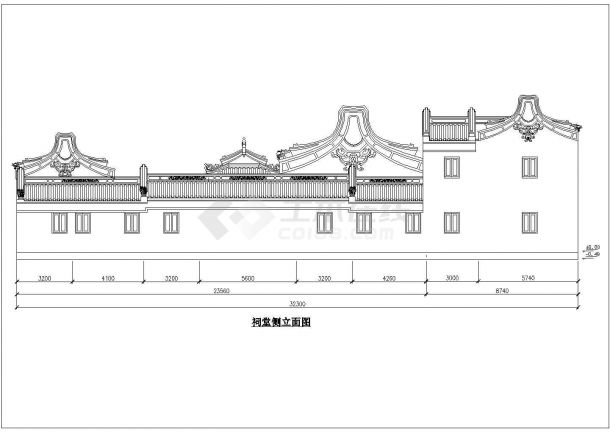 某西田祠堂建筑设计CAD图-图二