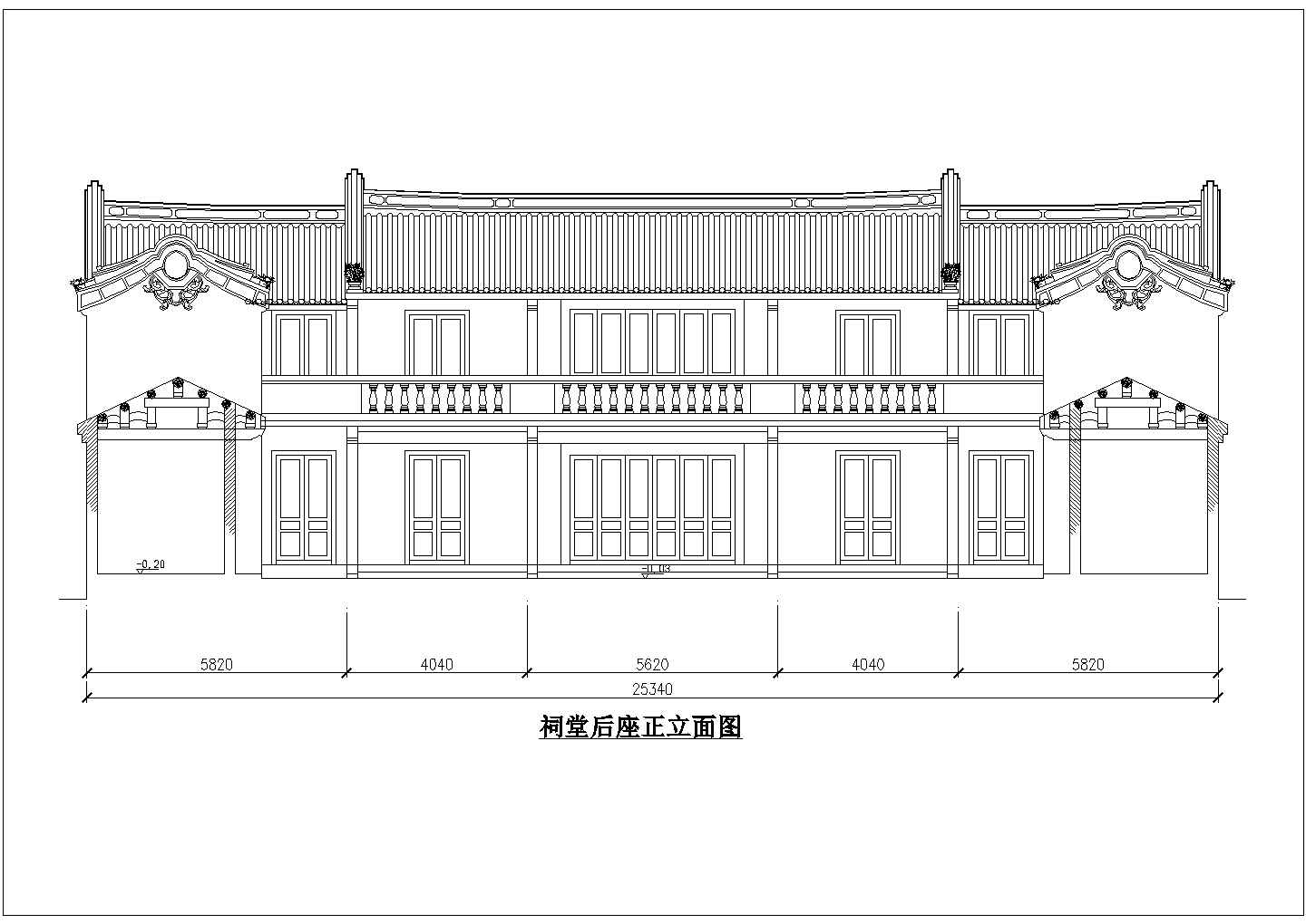 某西田祠堂建筑设计CAD图