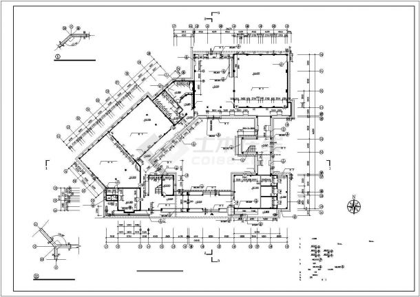 某地大型艺术楼建筑施工CAD图纸-图二