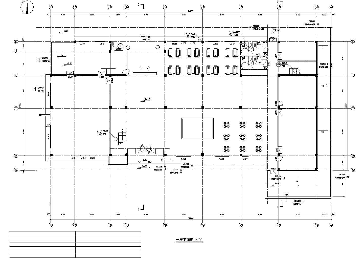 2450平米2层框架结构商业办公楼全套建筑设计CAD图纸