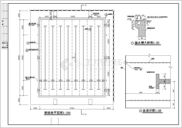 某市某俱乐部游泳池CAD示意图-图二