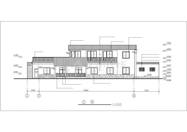 某休闲山庄1600平米2层框架结构休闲餐厅建筑设计CAD图纸-图一